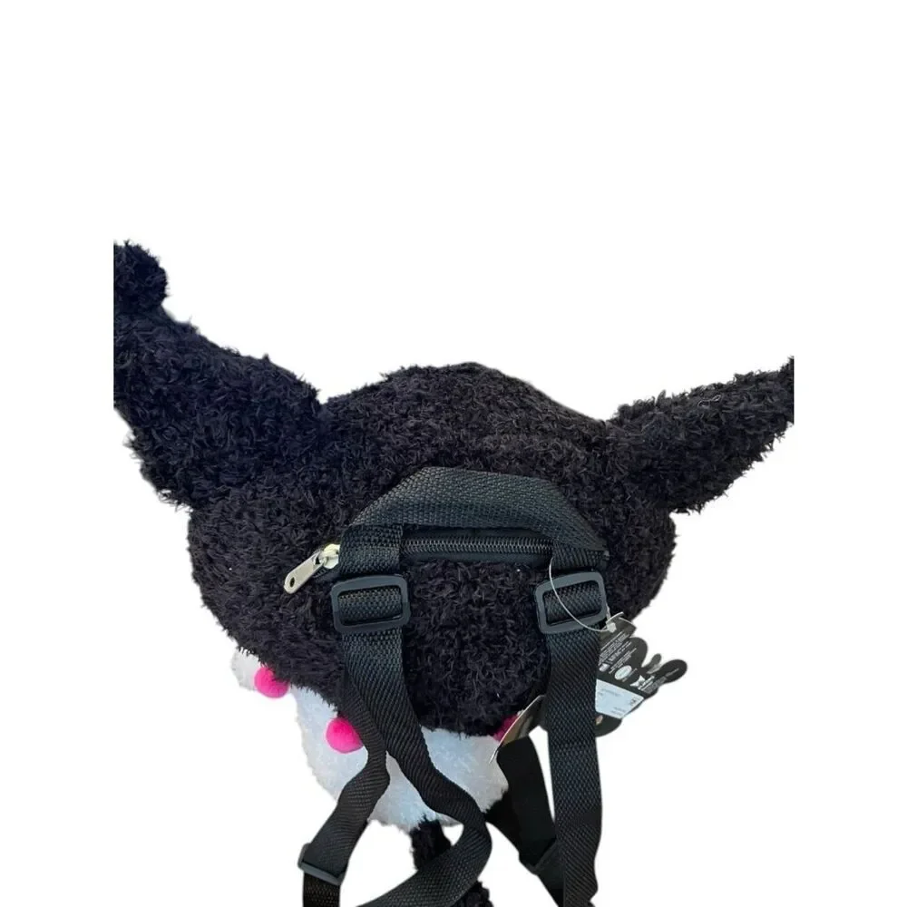 Hello Kitty Kuromi Plush Mini Backpack Faux Fur Pillow Large Pajama Bag NWT